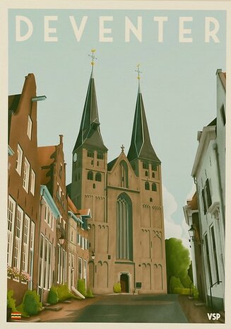 Vintage Stadsposter Bergkerk